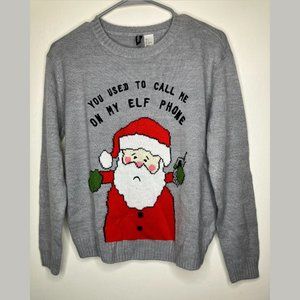 Gray Knit "You Used To Call Me On My Elf Phone" H&M Christmas Sweater